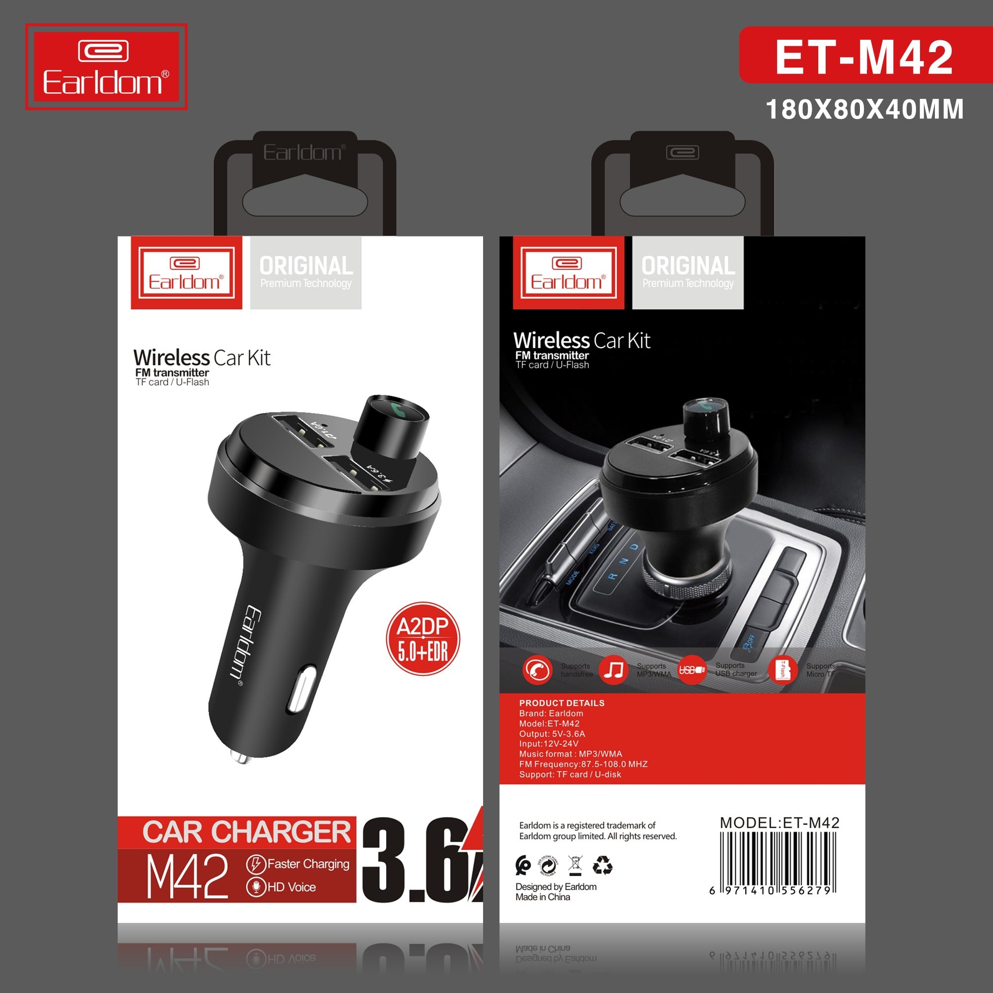Earldom Fm Transmitter 2 Port Usb Car Charger 3.6A Dual USB Car Charger Earldom Fm Transmitter 2 Port Usb Car Charger 3.6A Dual USB Car Charger
